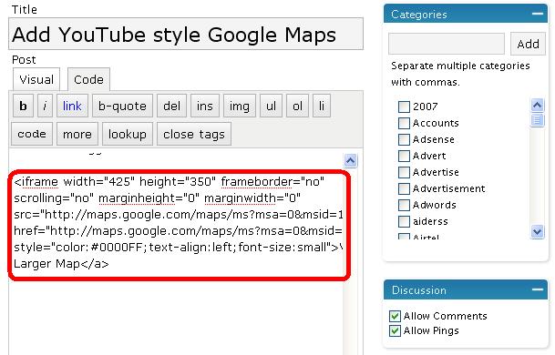 Add iframe codes