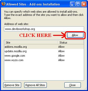 Installing Addon - Allowing