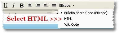 Text Formating Toolbar - Select HTML - Devils Workshop