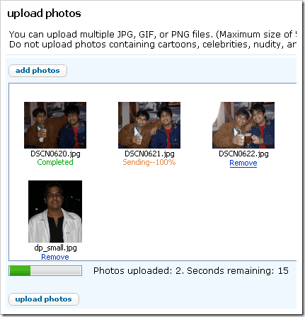 Orkut Uploading Pics Progress