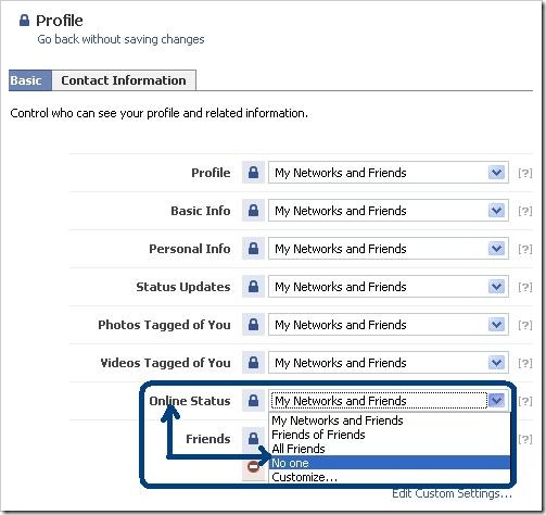facebook profile privacy option