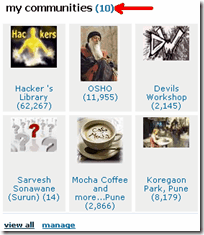 Orkut communities section on profile page