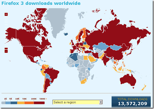 Firefox 3 Download World-map