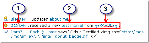 Orkut “Updates from my friends” Feature - Testimonial Bug