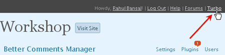 Wordpress Dashboard Turbo Link