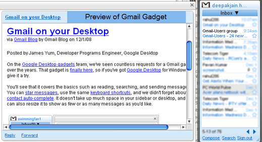 gmail gadget