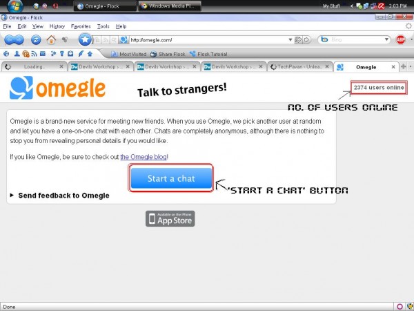omegle- Main page