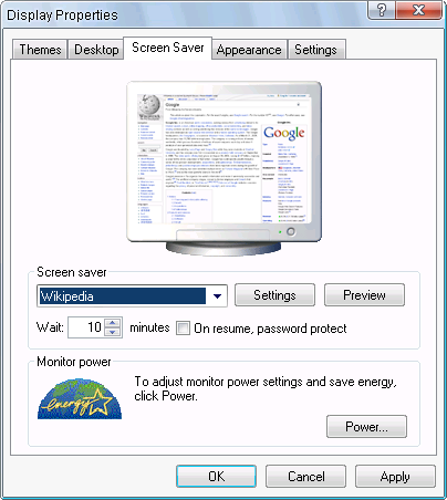 wikipedia screensaver