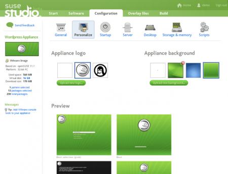 Screenshot of SUSE Studio