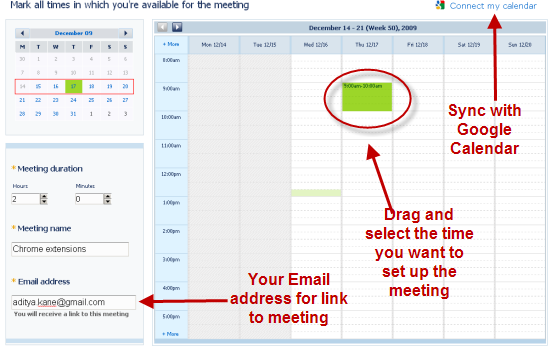 Gmail meeting scheduler with chrome extensions