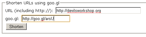 URL Shortener on website without using Google Toolbar and Extension