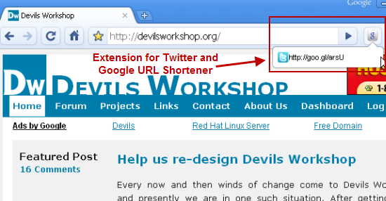 Twitter + Google URL Shortener