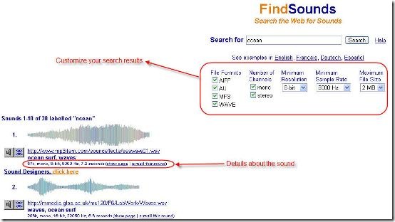 FindSounds-Search Page