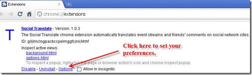 Social Translate Options