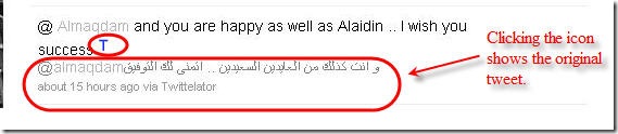 social translate in action with original tweet
