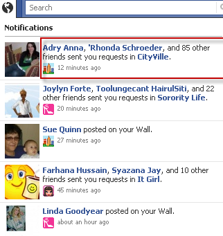 New notifications on Facebook