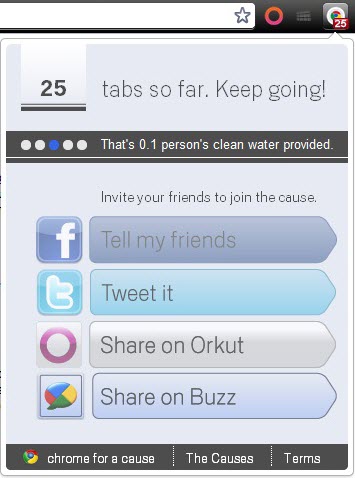 Chrome for a Cause Extension Chrome for a Cause Extension