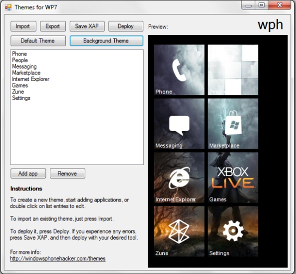 windows phone custom theme