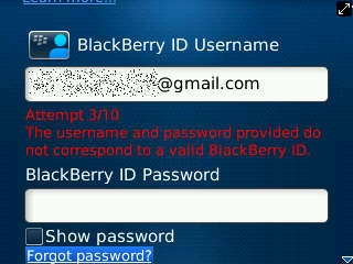 BlackBerry Password Reset
