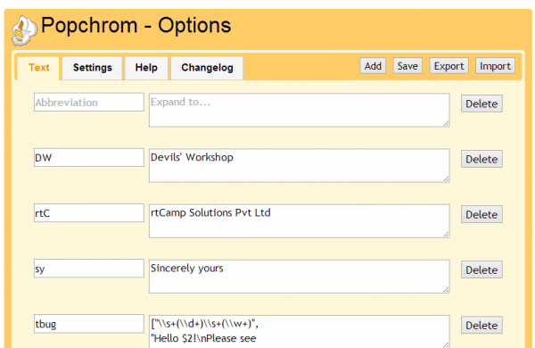 Chrome - shortkeys expansion